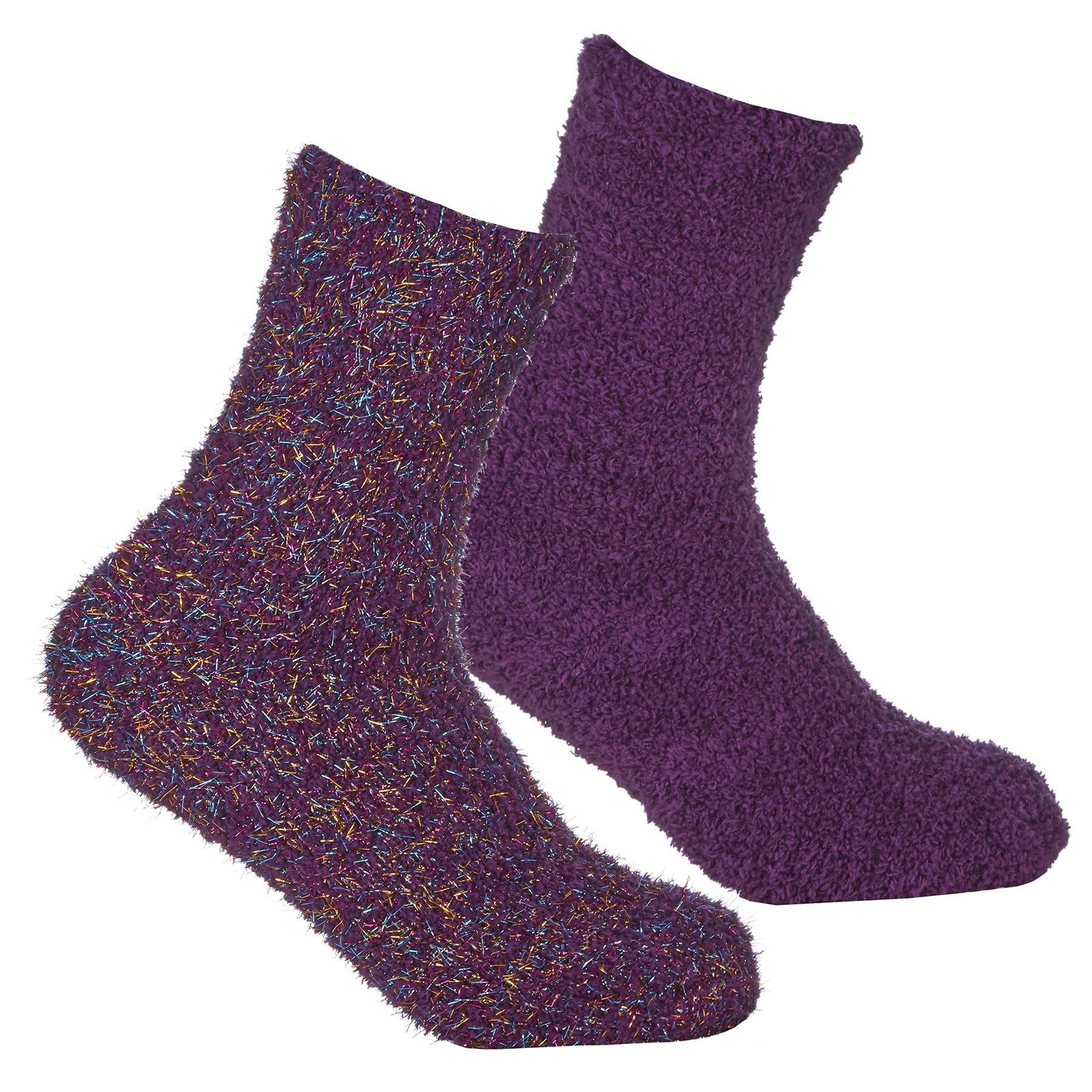 4 Pairs Girls Fluffy Glitter Socks - Image 4