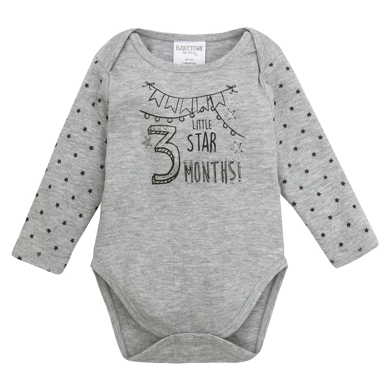 Baby 3 Pack Age Milestone Bodysuit Set - Image 4
