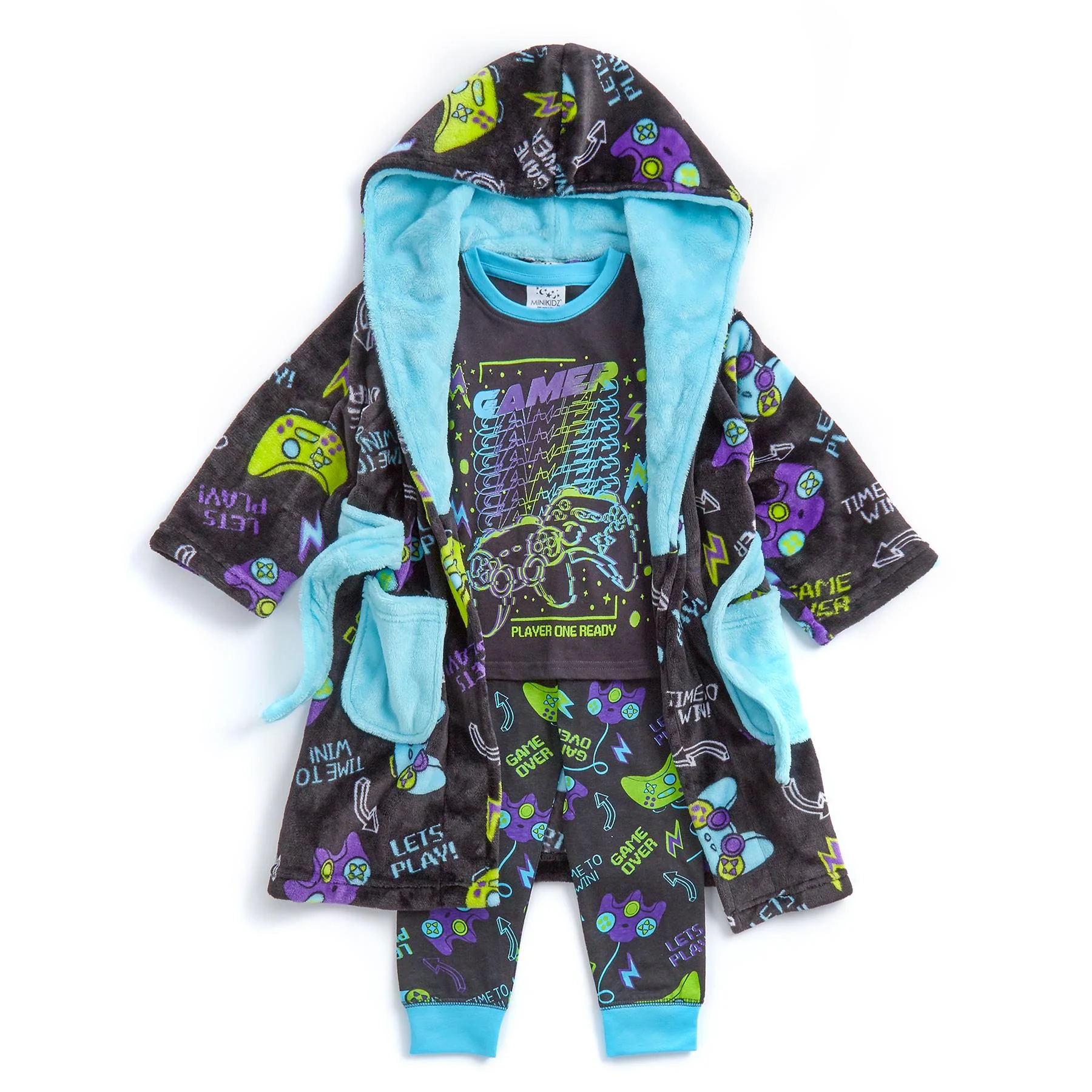 Boys Black Gaming Dressing Gown - Image 3