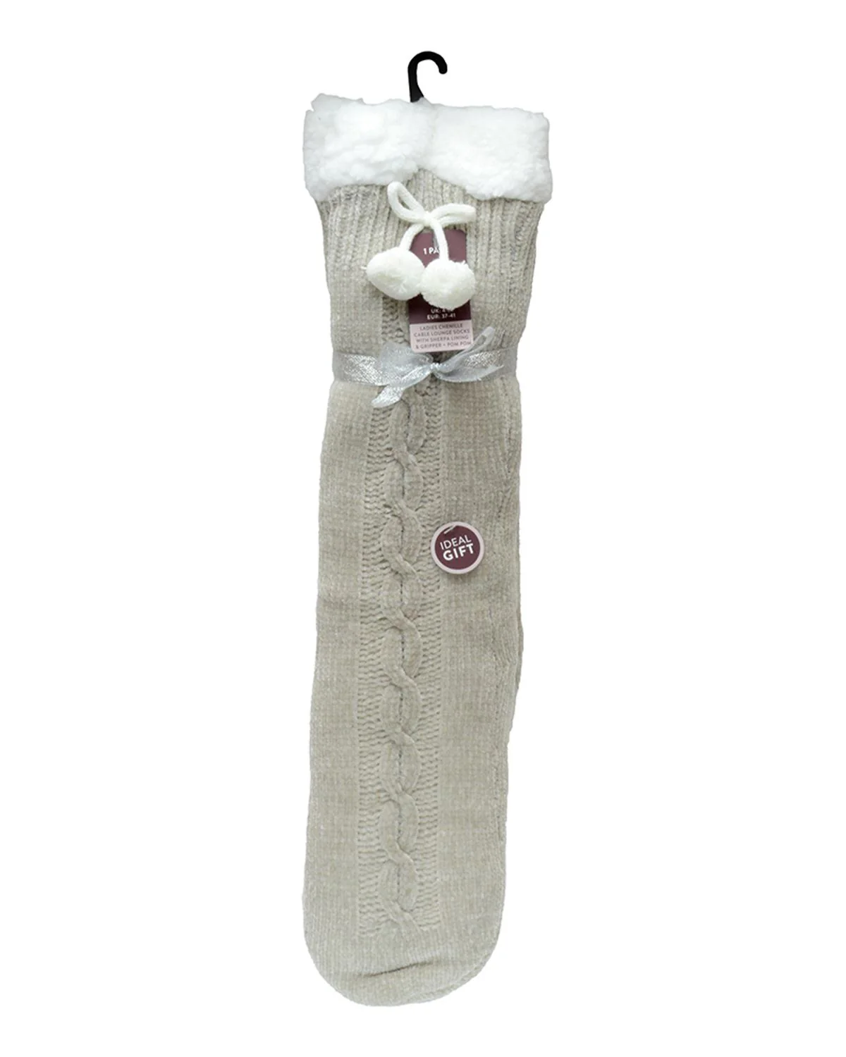 Foxbury Womens Chenille Pom Pom Slipper Socks - Image 4