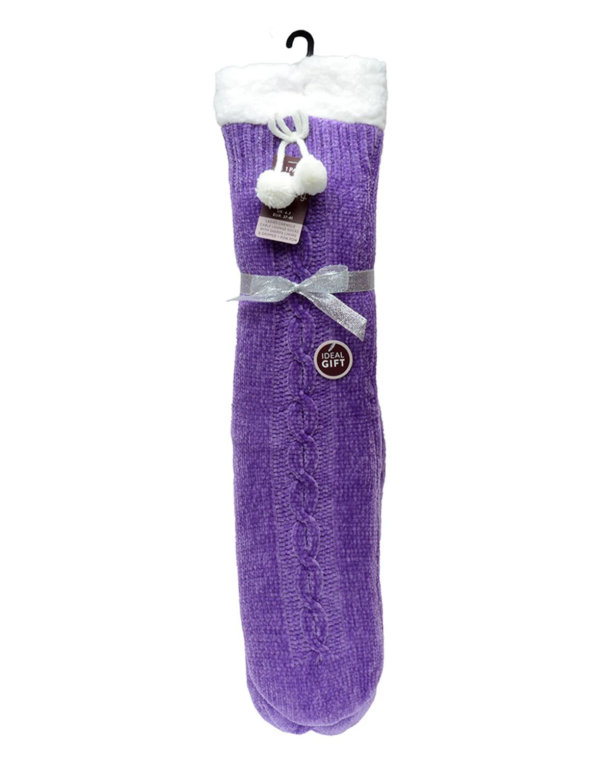 Foxbury Womens Chenille Pom Pom Slipper Socks - Image 6
