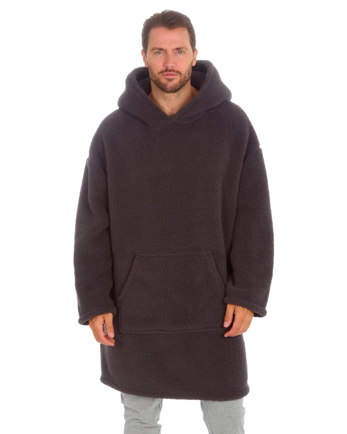 Huggable Mens Borg Fleece Oversized Hoodie - Image 4
