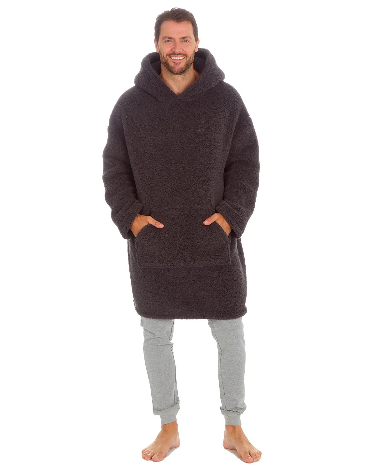 Huggable Mens Borg Fleece Oversized Hoodie - Image 8