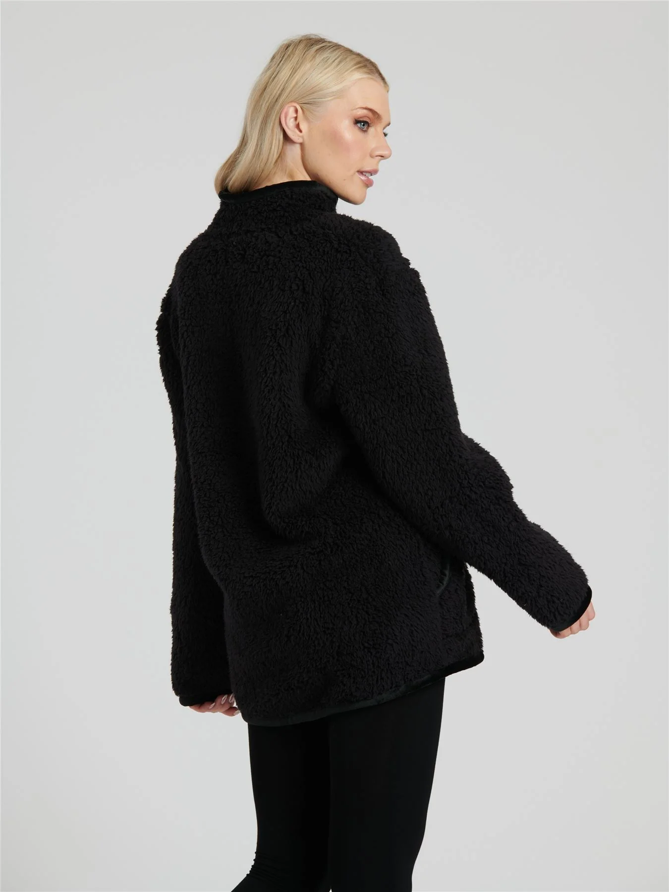 Pistachio Womens Black Borg 1/4 Zip Jumper - Image 3