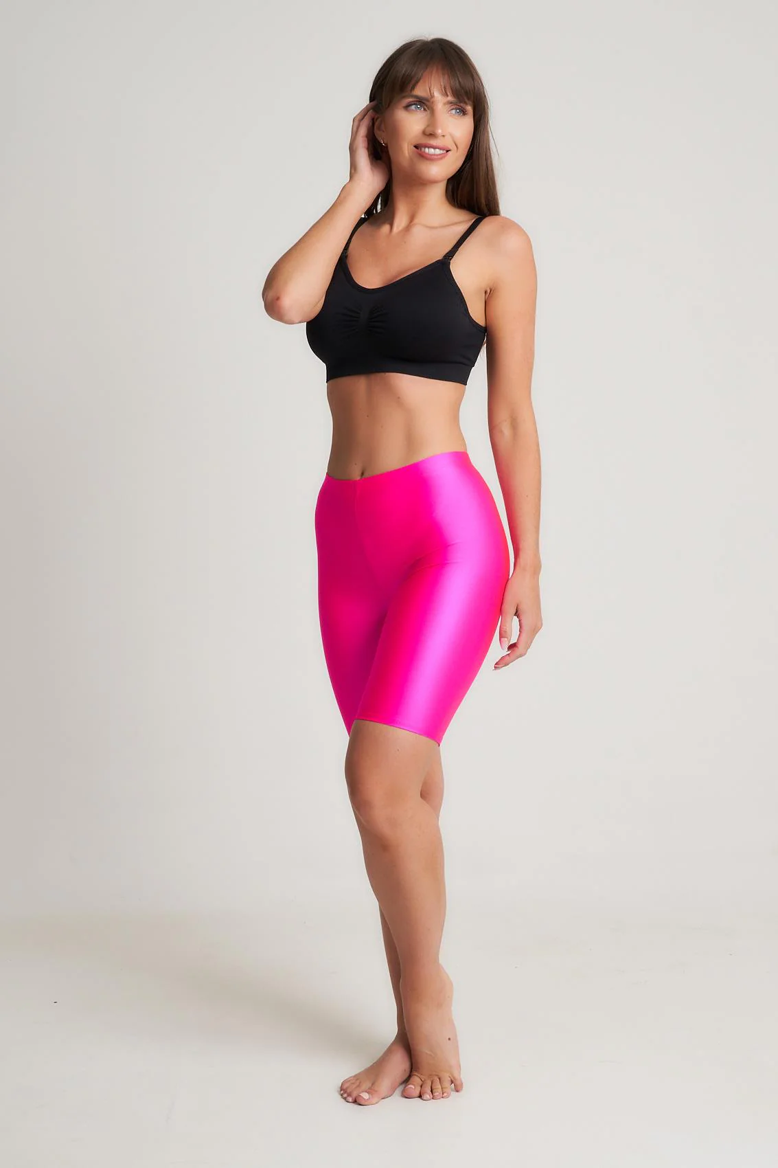 Womens Classic Shiny Lycra Cycling Shorts - Image 12